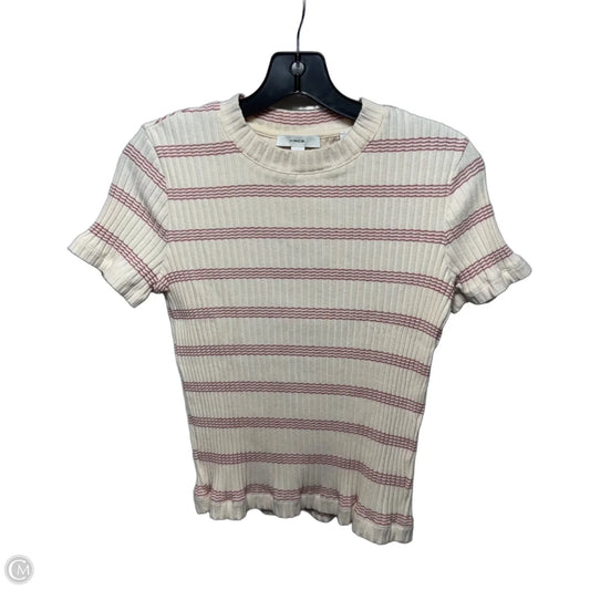 Top Short Sleeve By Vince In Cream & Red, Size: M