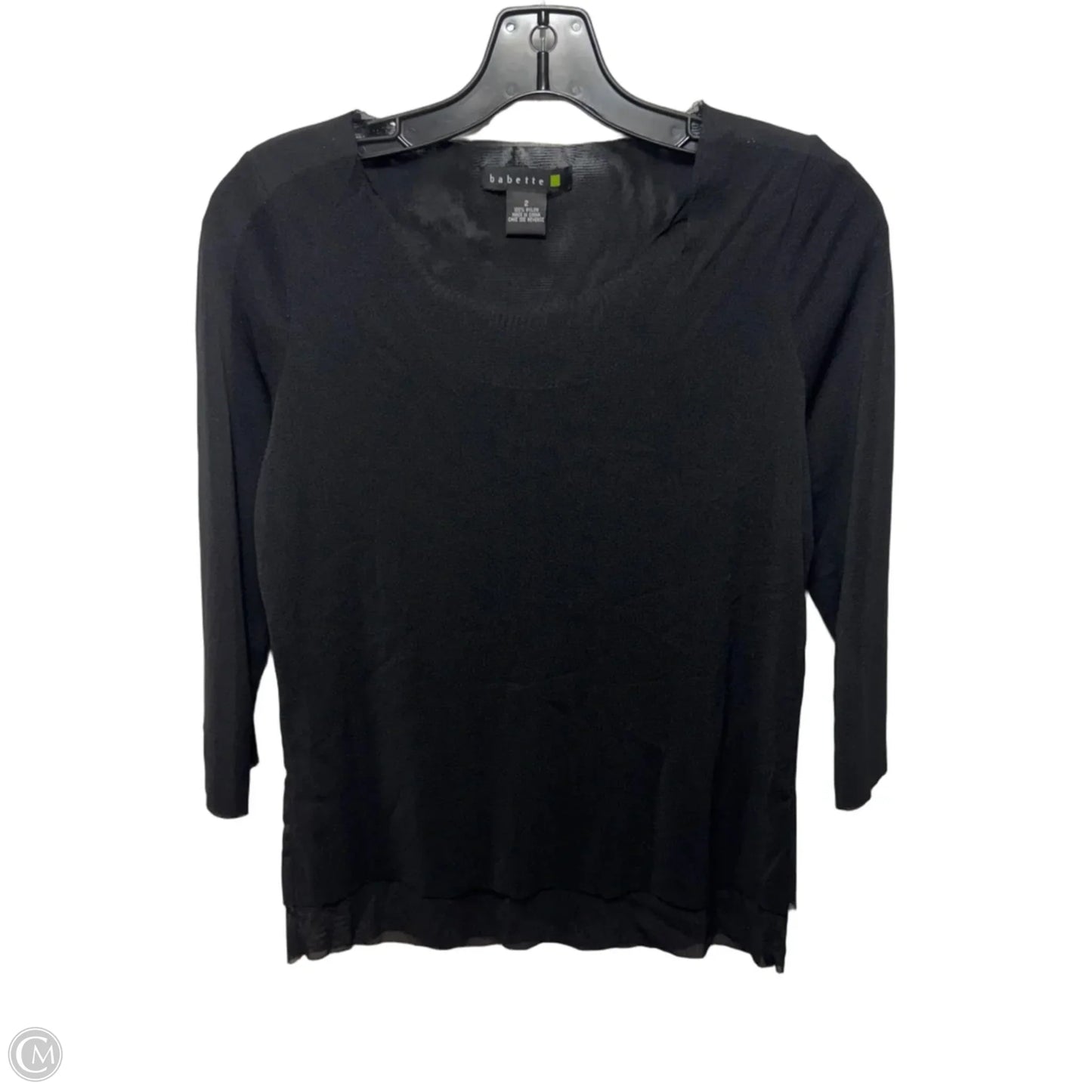 Mesh Top 3/4 Sleeve By babette In Black, Size: 2
