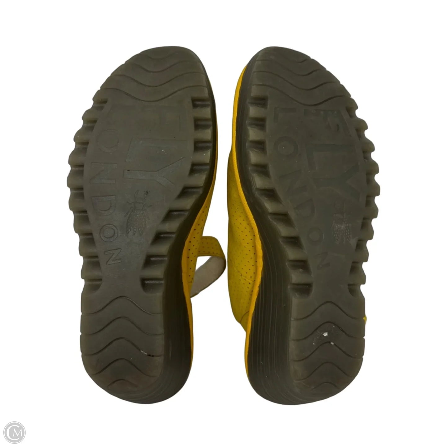 Yala Perforated Shoes Heels Wedge By Fly London In Yellow, Size: 8.5