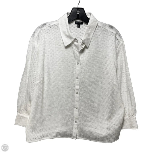 Eyelet Top Long Sleeve By Talbots In White, Size: M