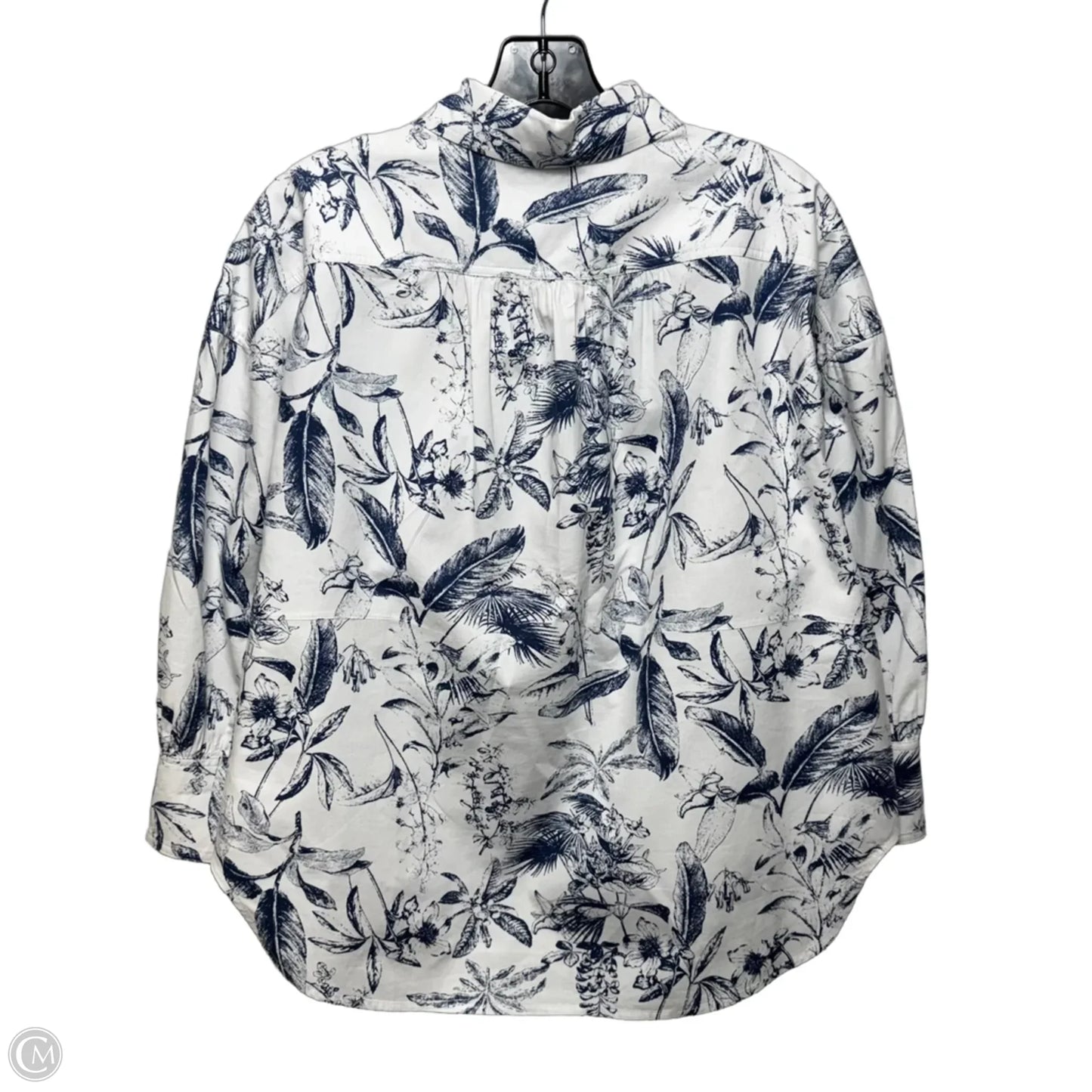 Beau Boyfriend Top Long Sleeve By Hyacinth House In Blue & White, Size: M