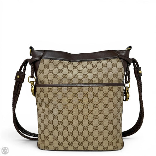 Vintage GG Monogram Canvas Braided Messenger Shoulder Bag  Luxury Designer By Gucci, Size: Medium