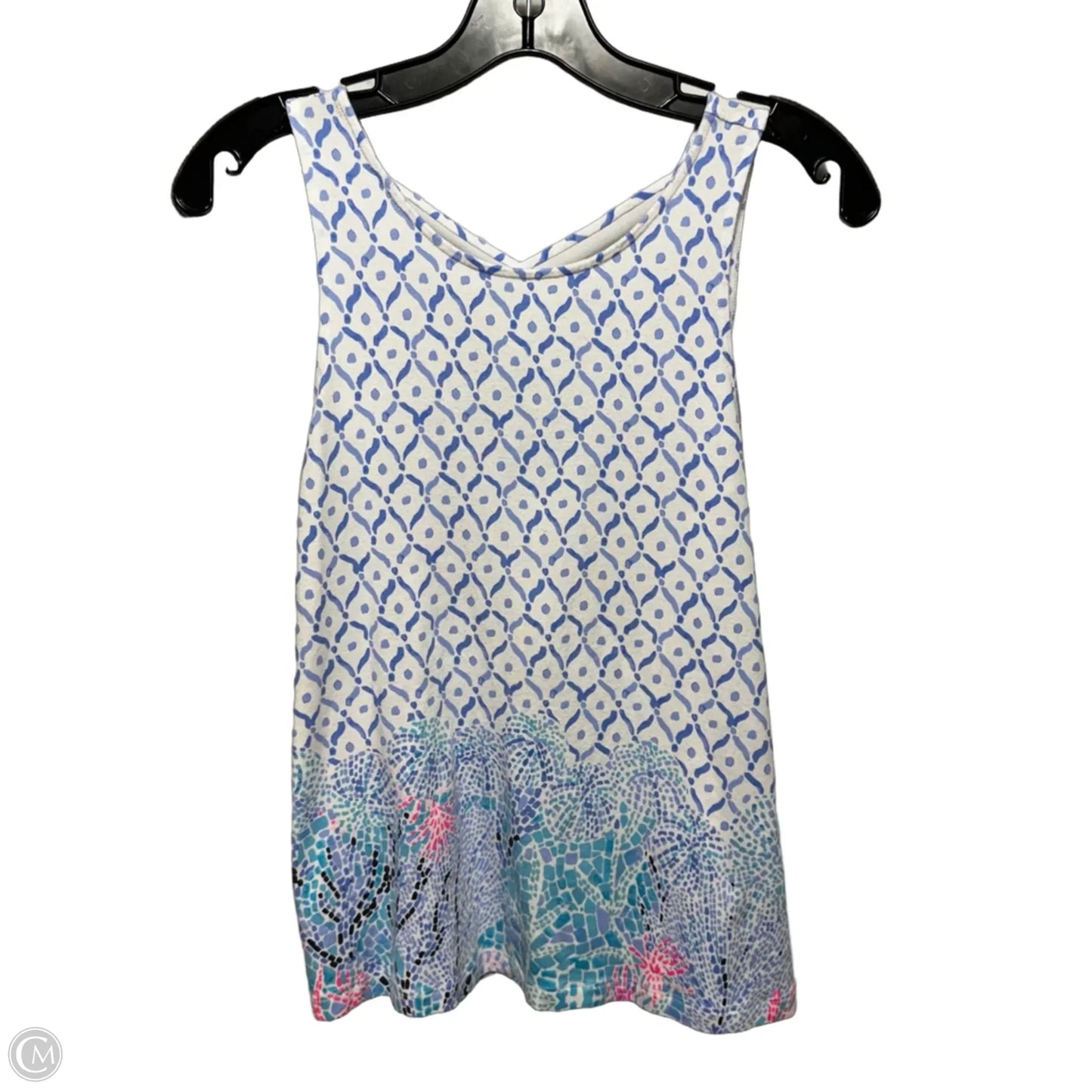 Tank Top Sleeveless Designer By Lilly Pulitzer In Blue & White, Size: Xs