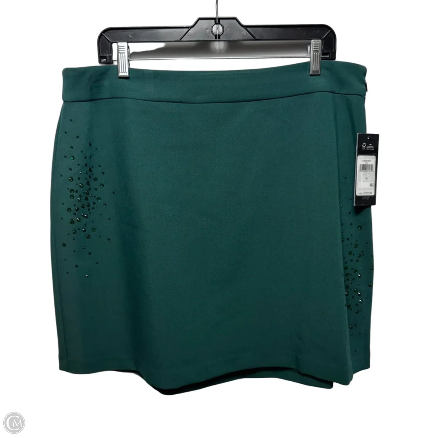 Jeweled Short Suit Skirt Designer By Karl Lagerfeld In Green, Size: 16