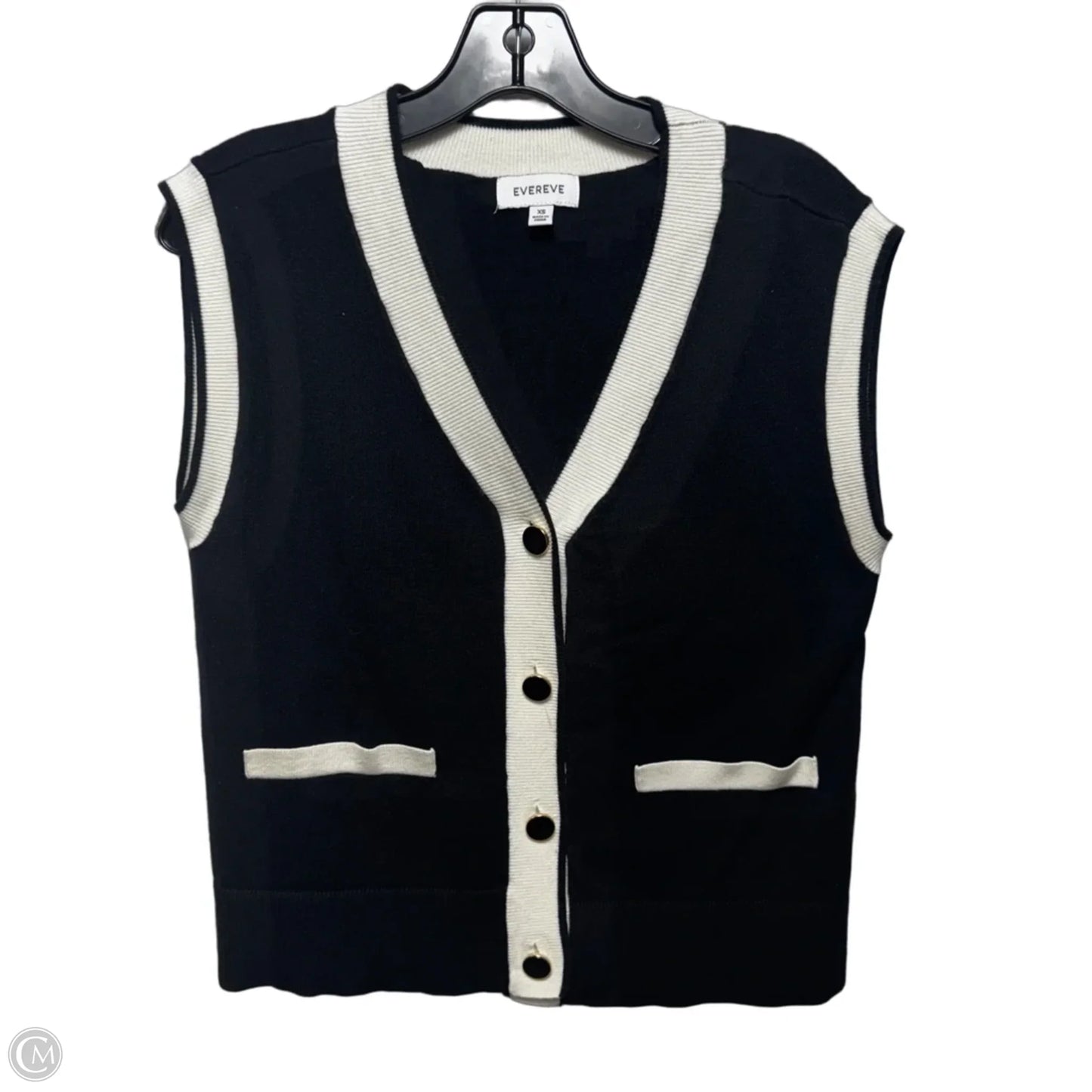 Vest Sweater By Evereve In Black & Cream, Size: Xs