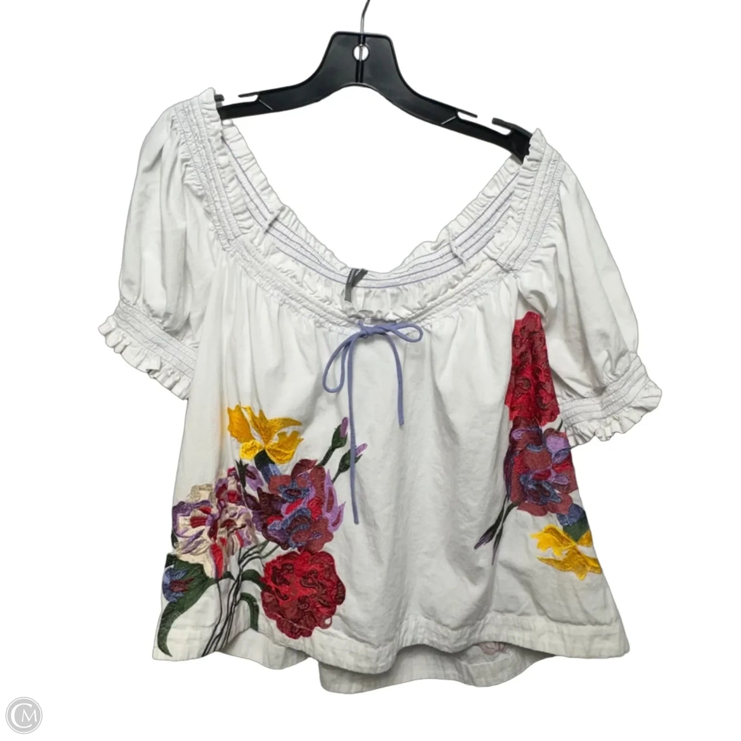 Top Short Sleeve By Anthropologie In Floral Print, Size: Xl