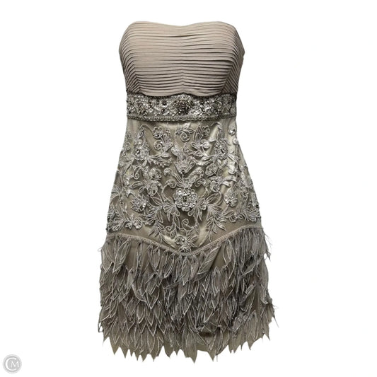 Strapless Embellished Petal Cocktail Dress By Sue Wong Nocturne In Silver, Size: 4