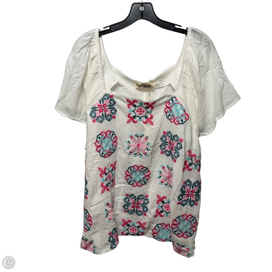 Top Short Sleeve By Savanna Jane In Pink & White, Size: 3x