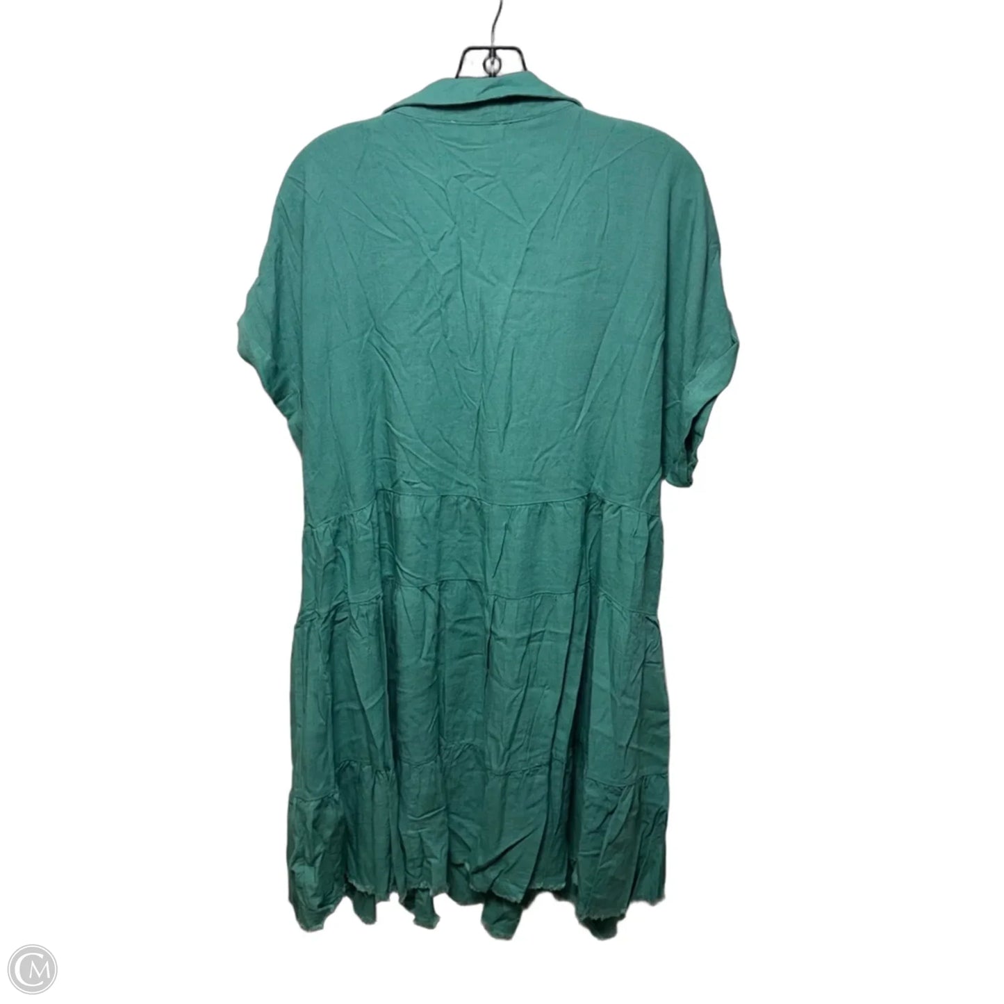 Linen Dress Casual Short By Umgee In Green, Size: 2x
