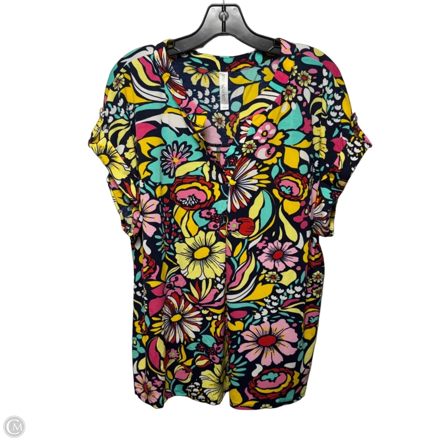 Top Short Sleeve By Dear Scarlett In Floral Print, Size: Xl