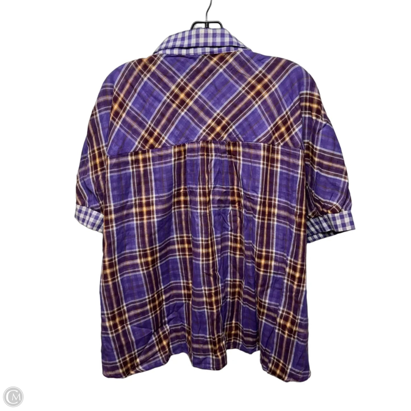 Top Short Sleeve By Easel In Plaid Pattern, Size: M