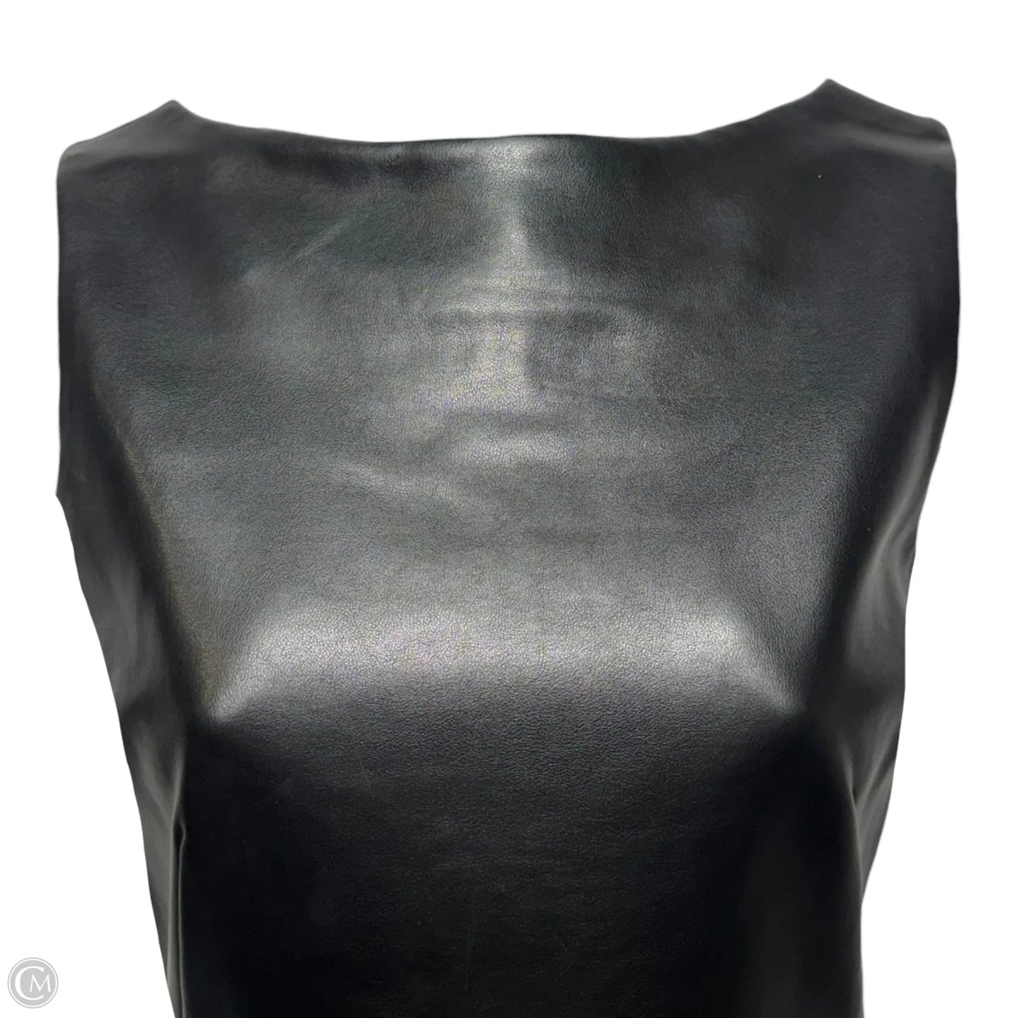 AS IS Faux Leather Sheath Dress Luxury Designer By Versace In Black, Size: 2 (38)