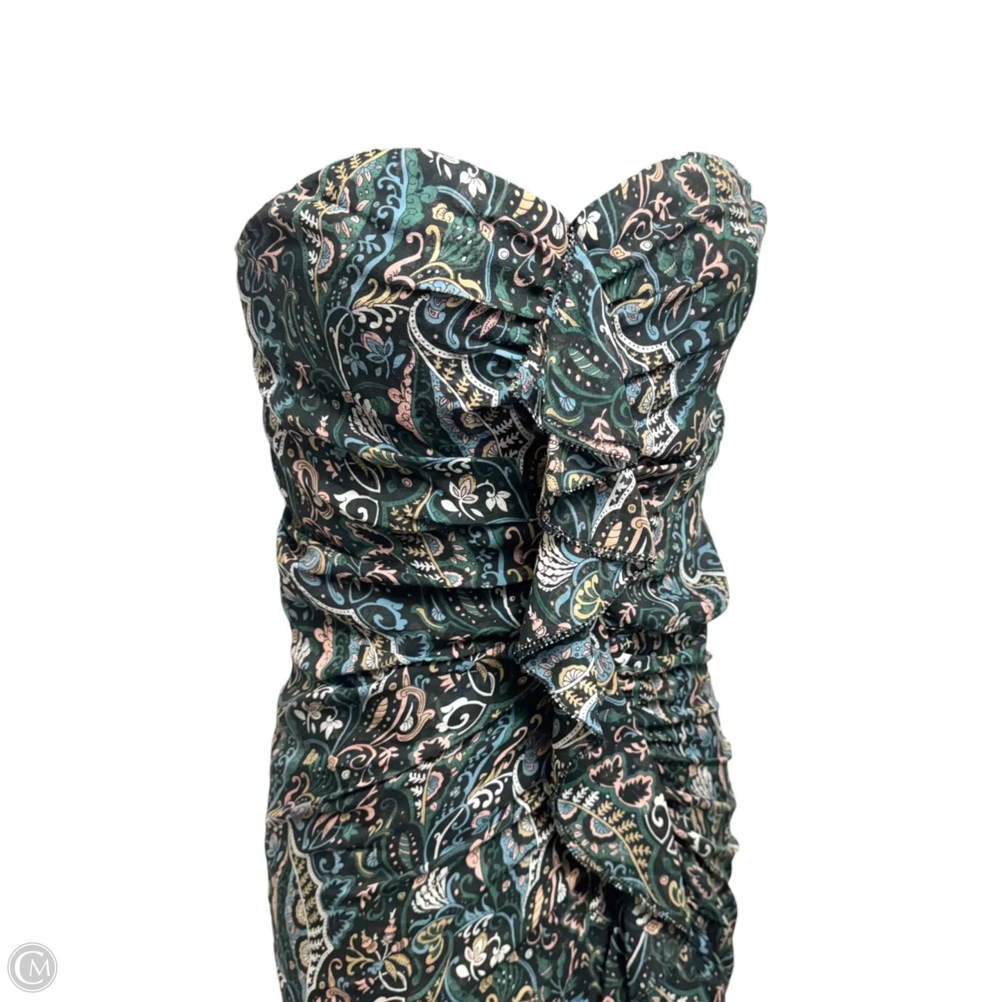 Peyton Strapless Ruched Silk Dress By Veronica Beard In Paisley Print, Size: 2