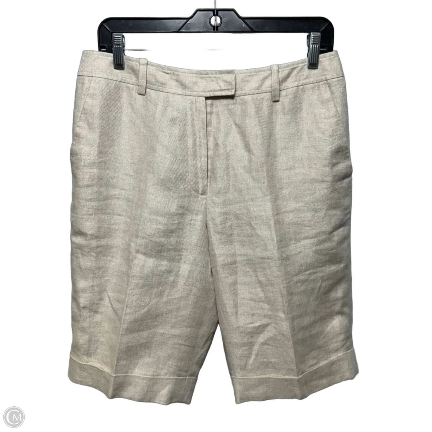 Linen Bermuda Shorts By Brooks Brothers In Tan, Size: 8