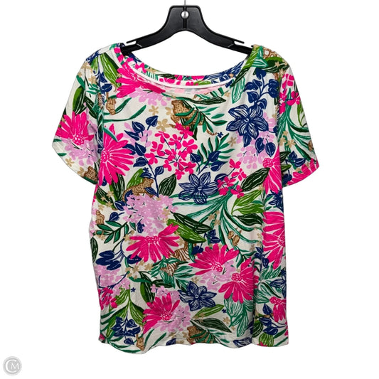 Top Short Sleeve Designer By Lilly Pulitzer In Floral Print, Size: Xl