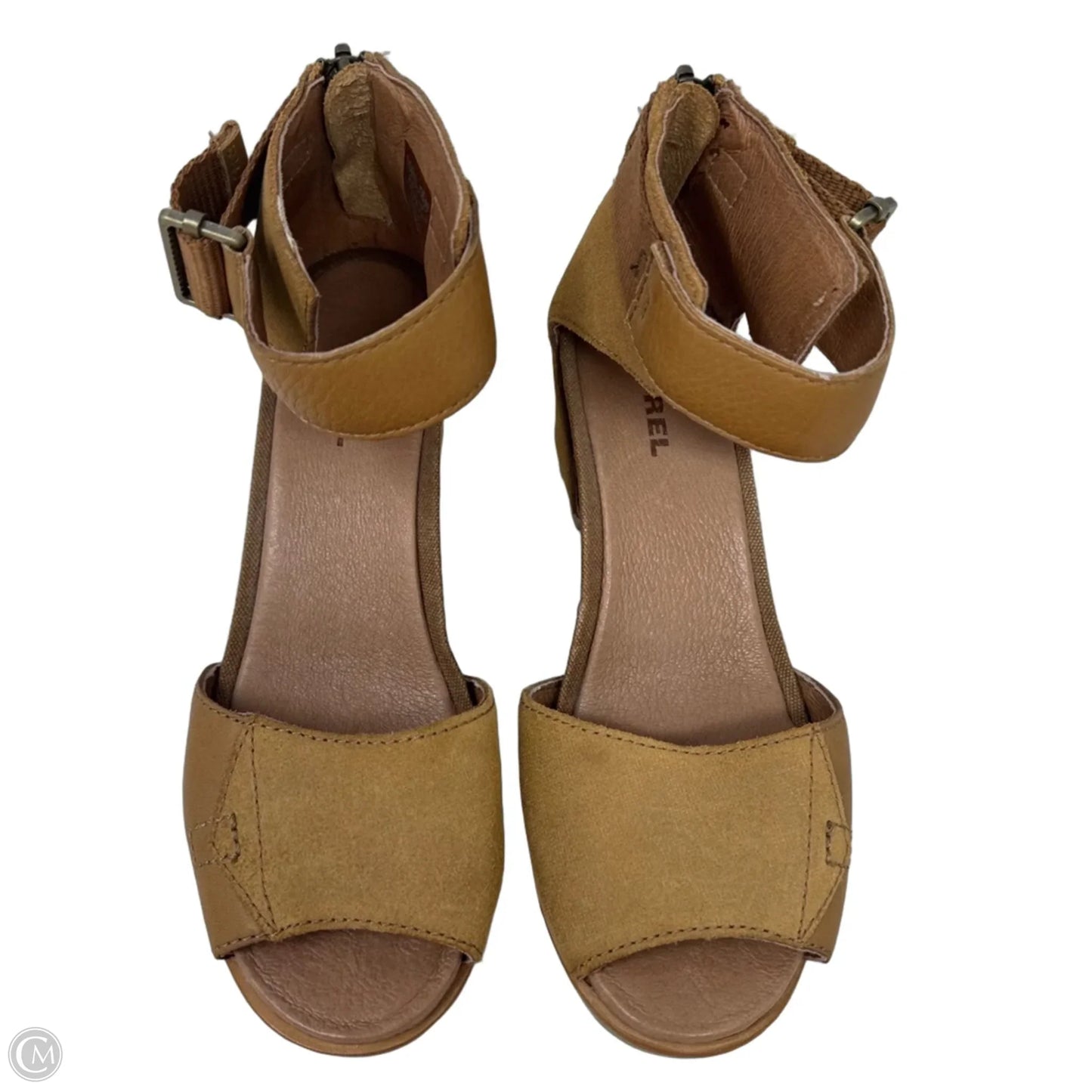 Joanie Sandals Heels Wedge By Sorel In Tan, Size: 7