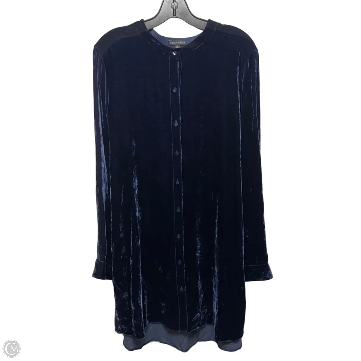 Velvet Tunic Long Sleeve By Eileen Fisher In Navy, Size: L