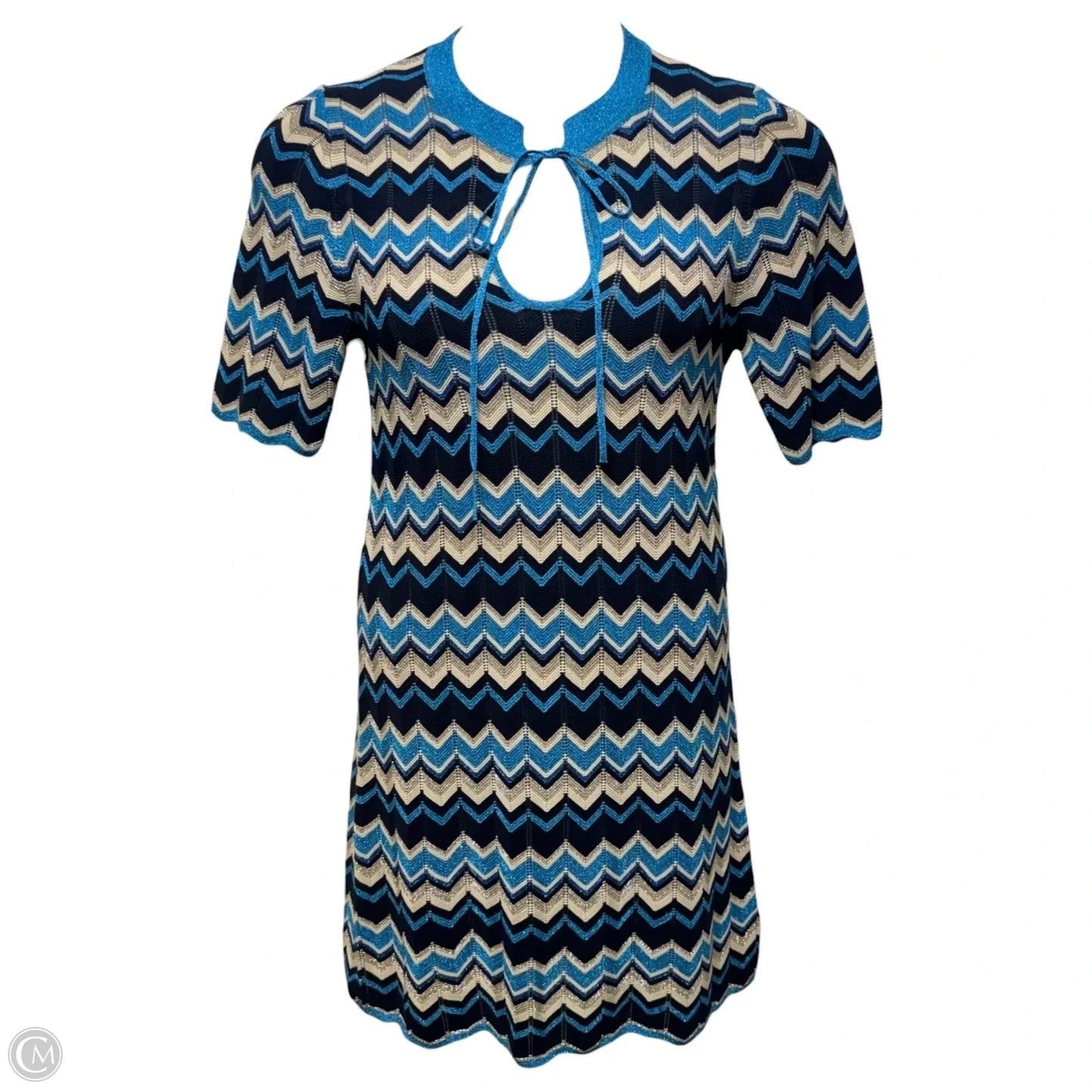 Lucas Metallic Knit Dress Casual Short By Ramy Brook In Chevron Pattern, Size: M