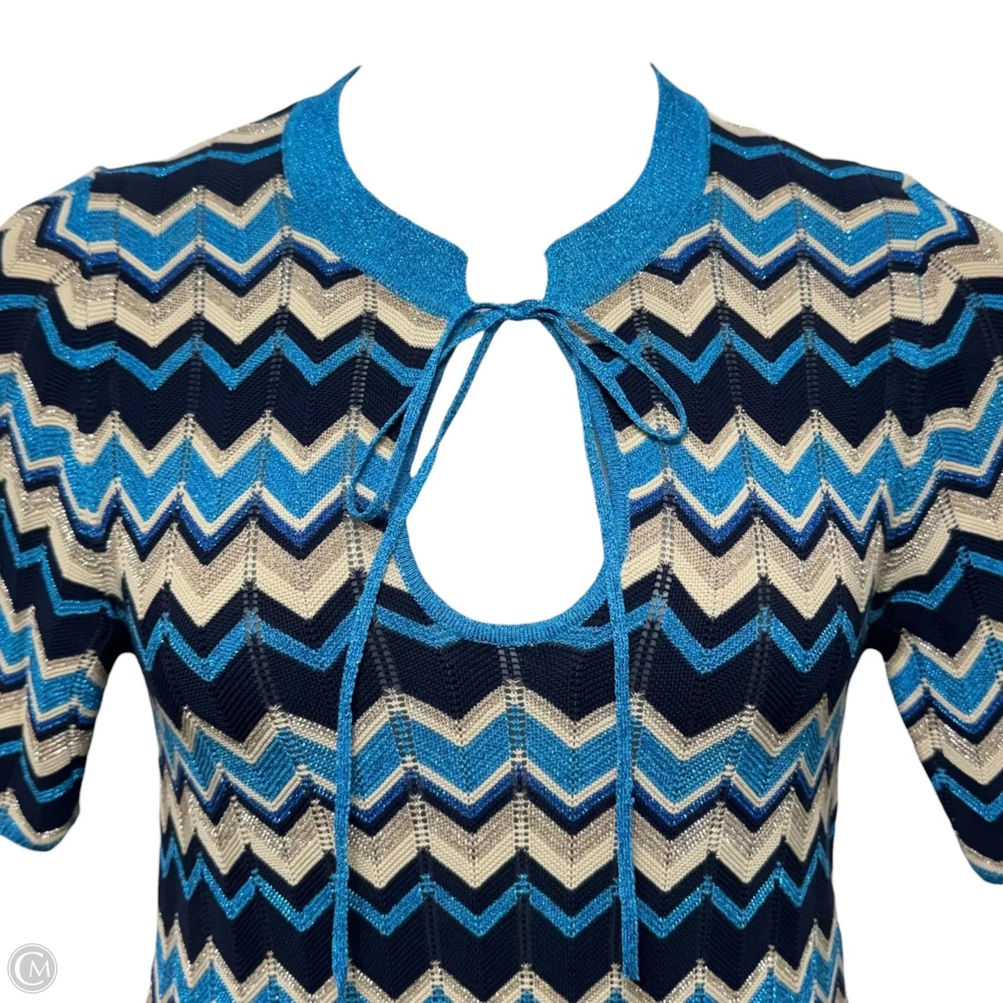 Lucas Metallic Knit Dress Casual Short By Ramy Brook In Chevron Pattern, Size: M