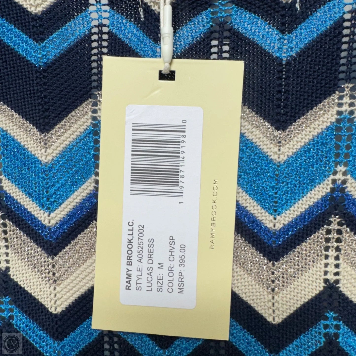 Lucas Metallic Knit Dress Casual Short By Ramy Brook In Chevron Pattern, Size: M