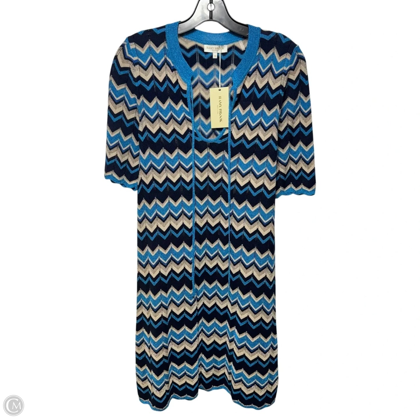 Lucas Metallic Knit Dress Casual Short By Ramy Brook In Chevron Pattern, Size: M