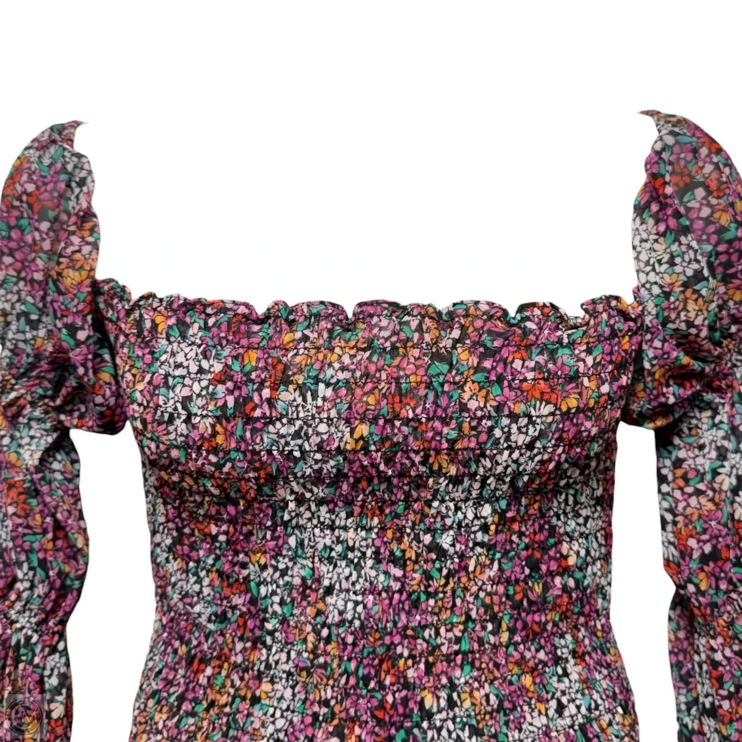 Rashida Smocked Midi Dress Designer By Misa In Floral Print, Size: L