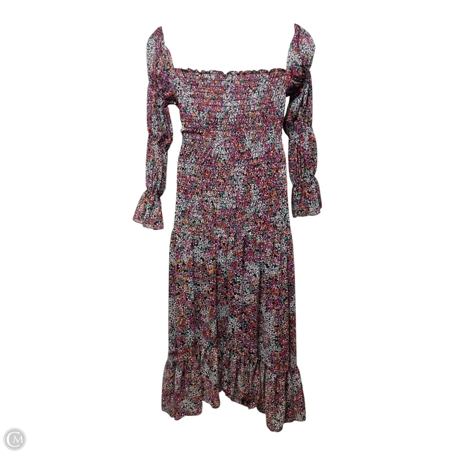 Rashida Smocked Midi Dress Designer By Misa In Floral Print, Size: L