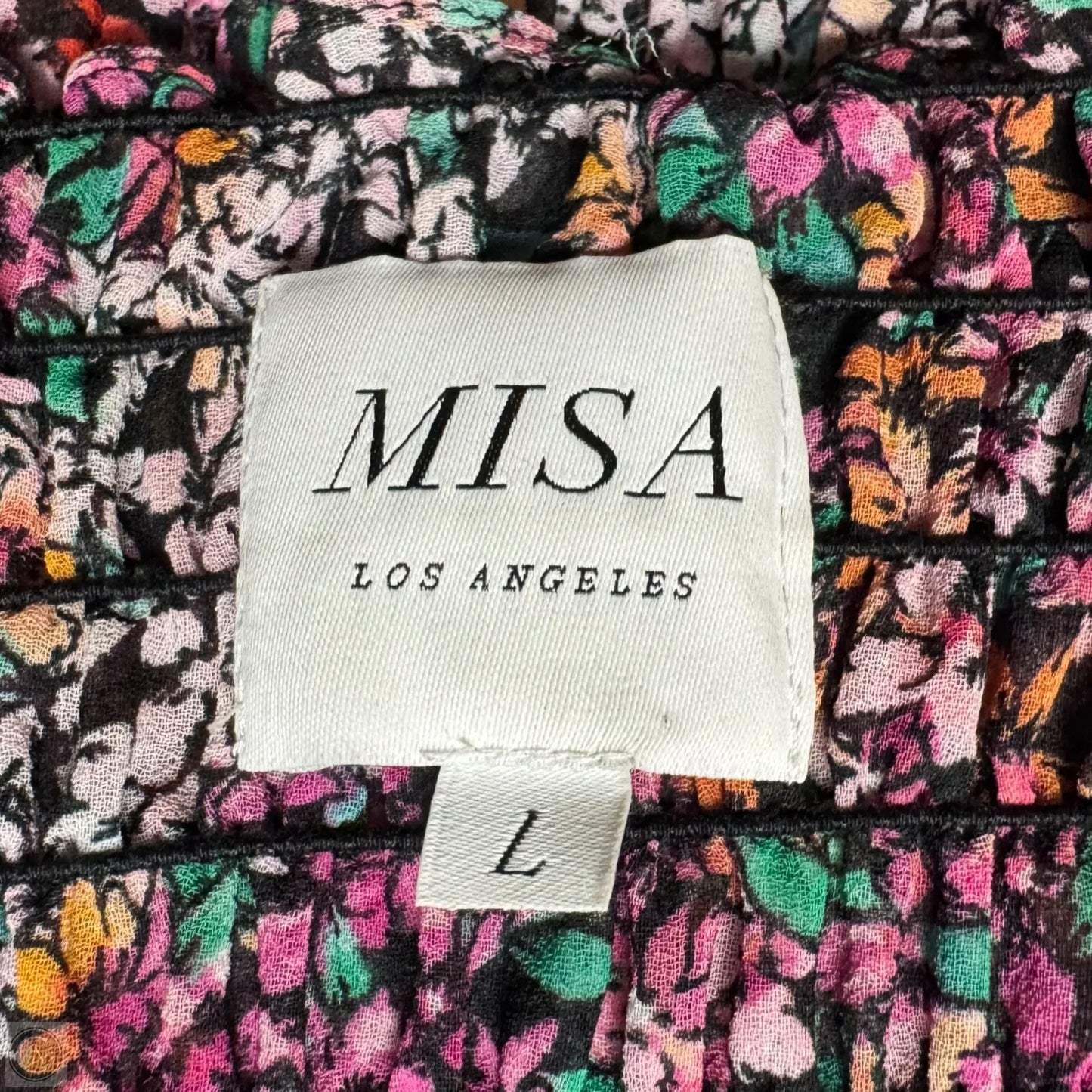 Rashida Smocked Midi Dress Designer By Misa In Floral Print, Size: L