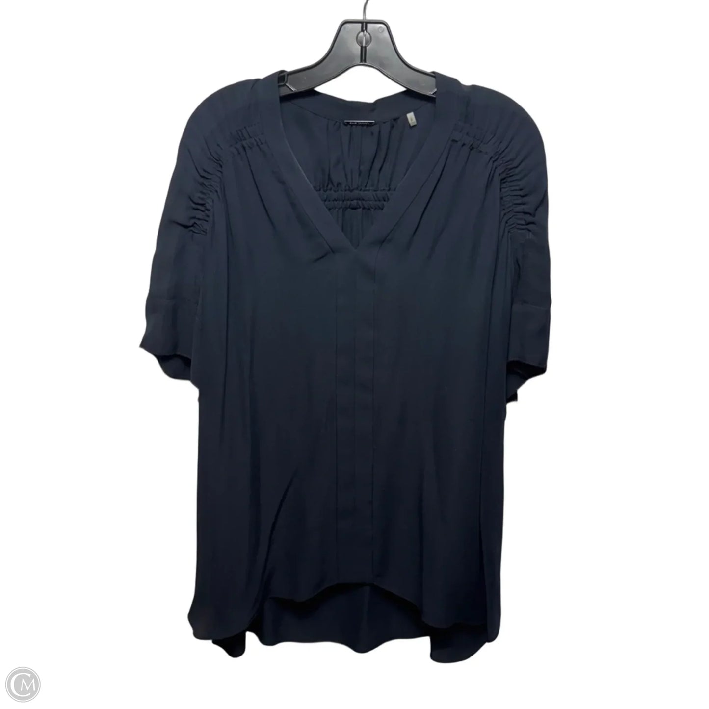 Silk Top Short Sleeve By Elie Tahari In Navy, Size: Xl