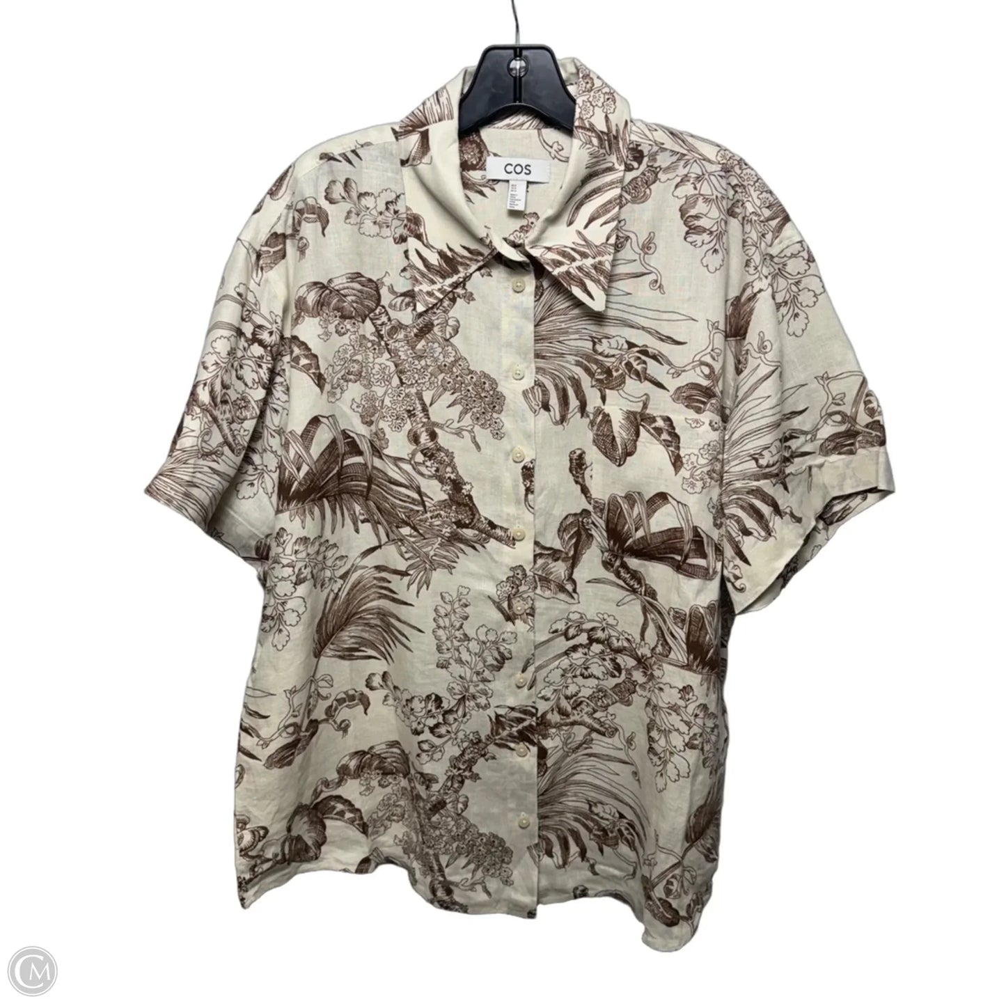 Linen Top Short Sleeve By Cos In Tan, Size: 12