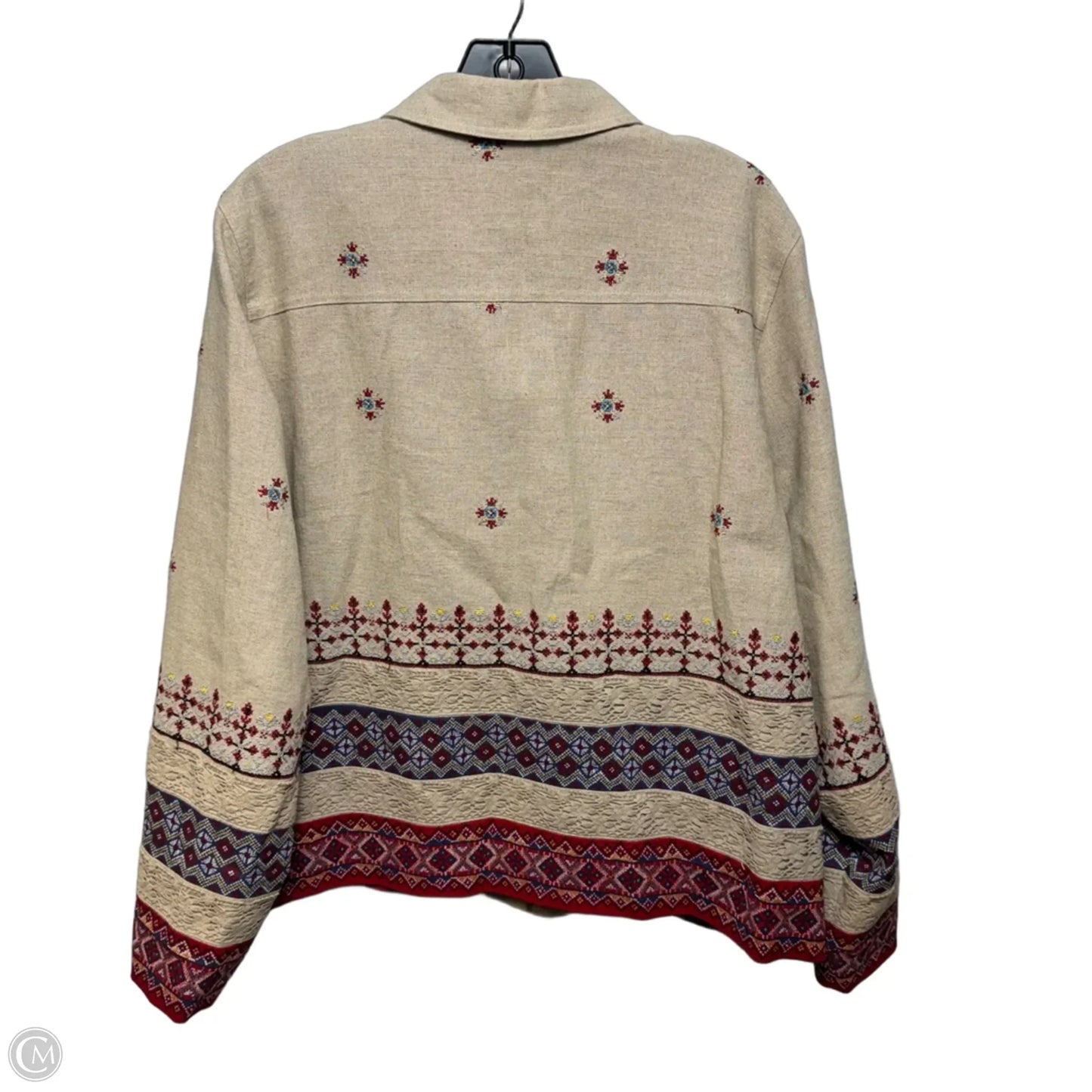 Embroidered Linen Blend Jacket Other By Coldwater Creek In Tan, Size: Xl