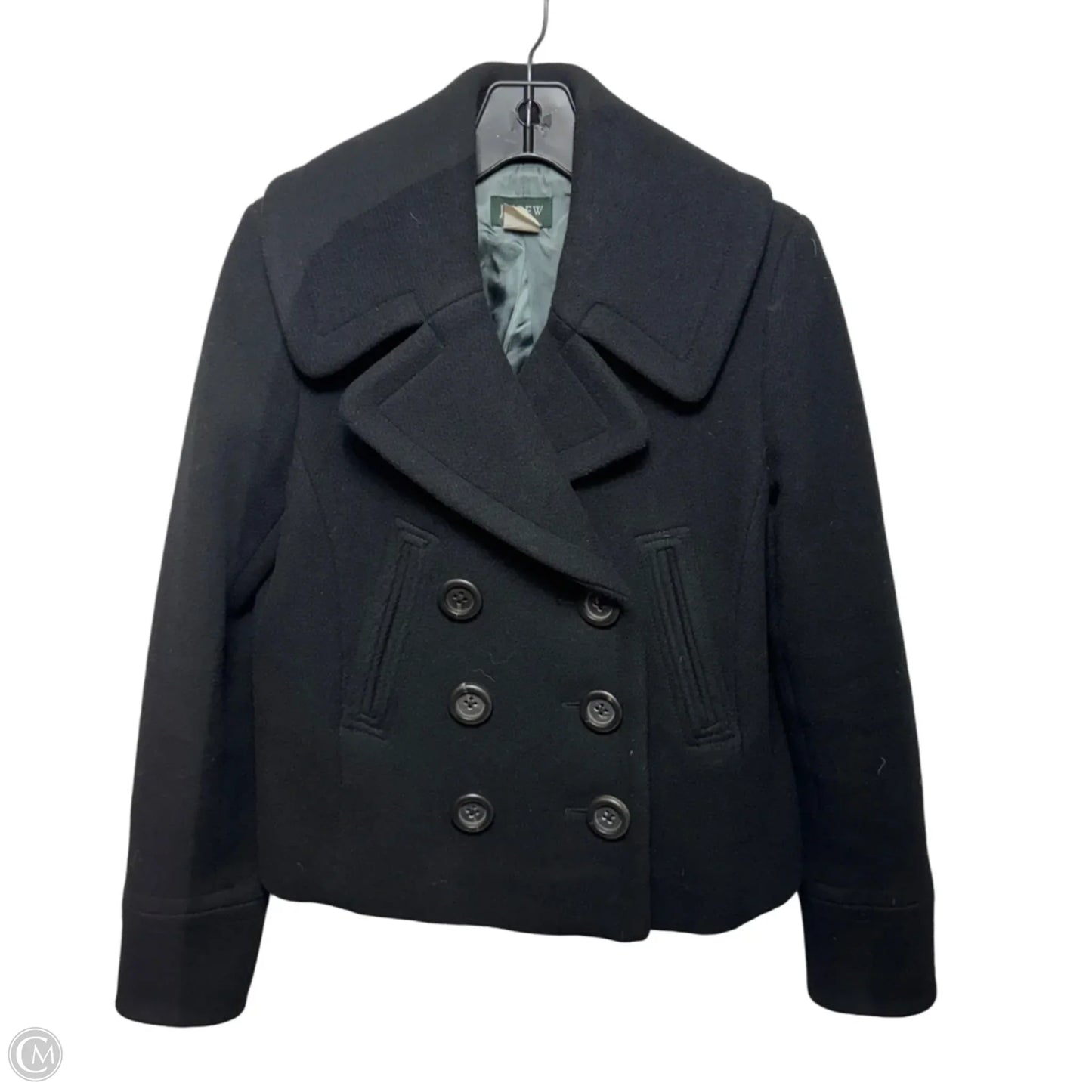 Cropped Wool Peacoat By J. Crew In Black, Size: 2