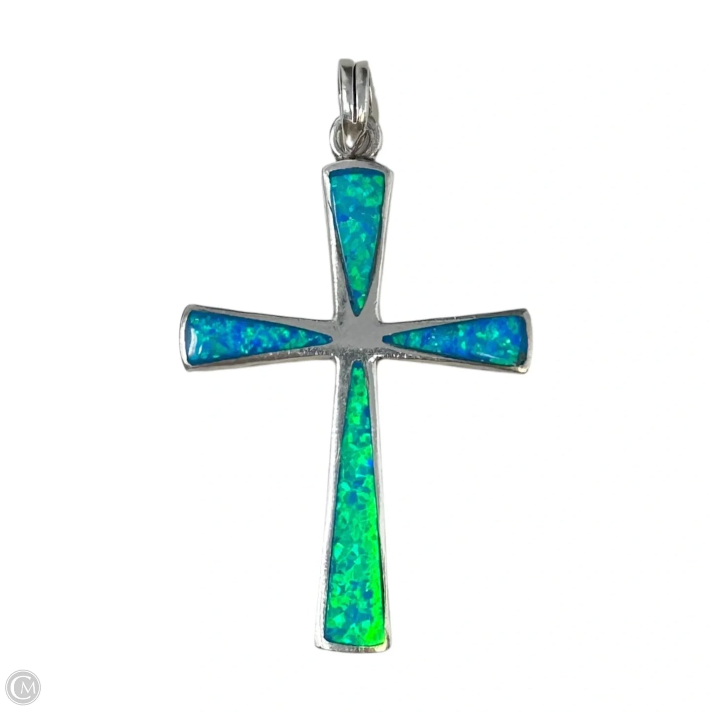 Fire Opal & Sterling Silver Cross Pendant