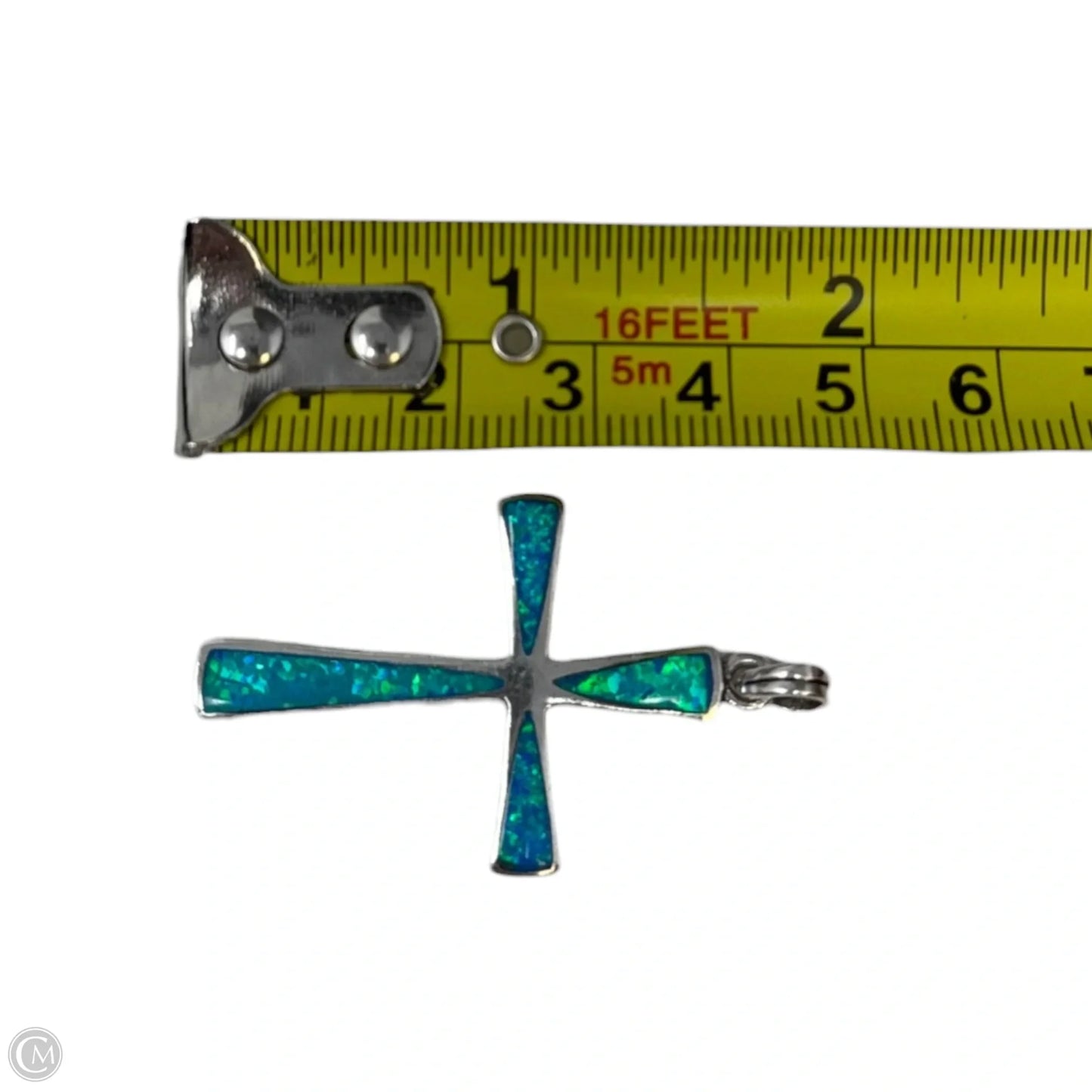 Fire Opal & Sterling Silver Cross Pendant