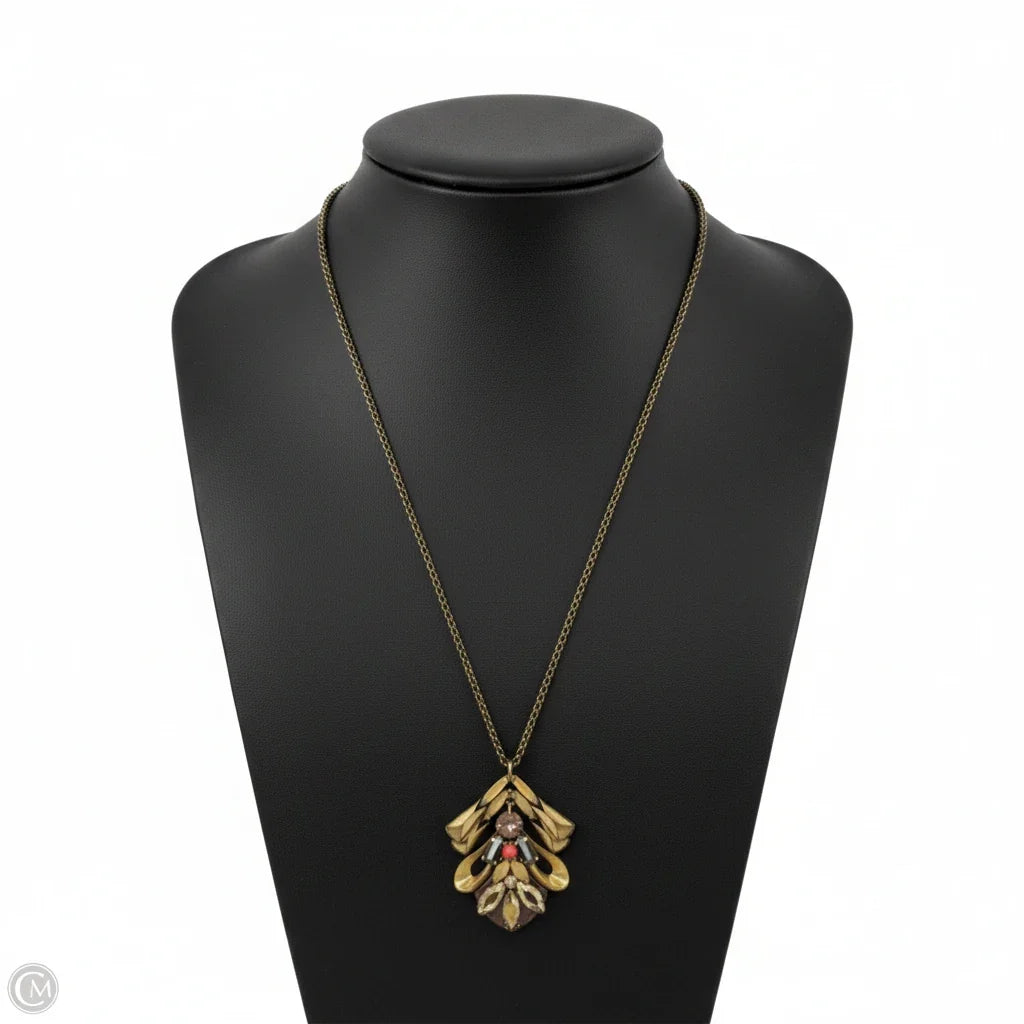 Vintage Art Deco Floral Pendant Statement Necklace By J. Crew