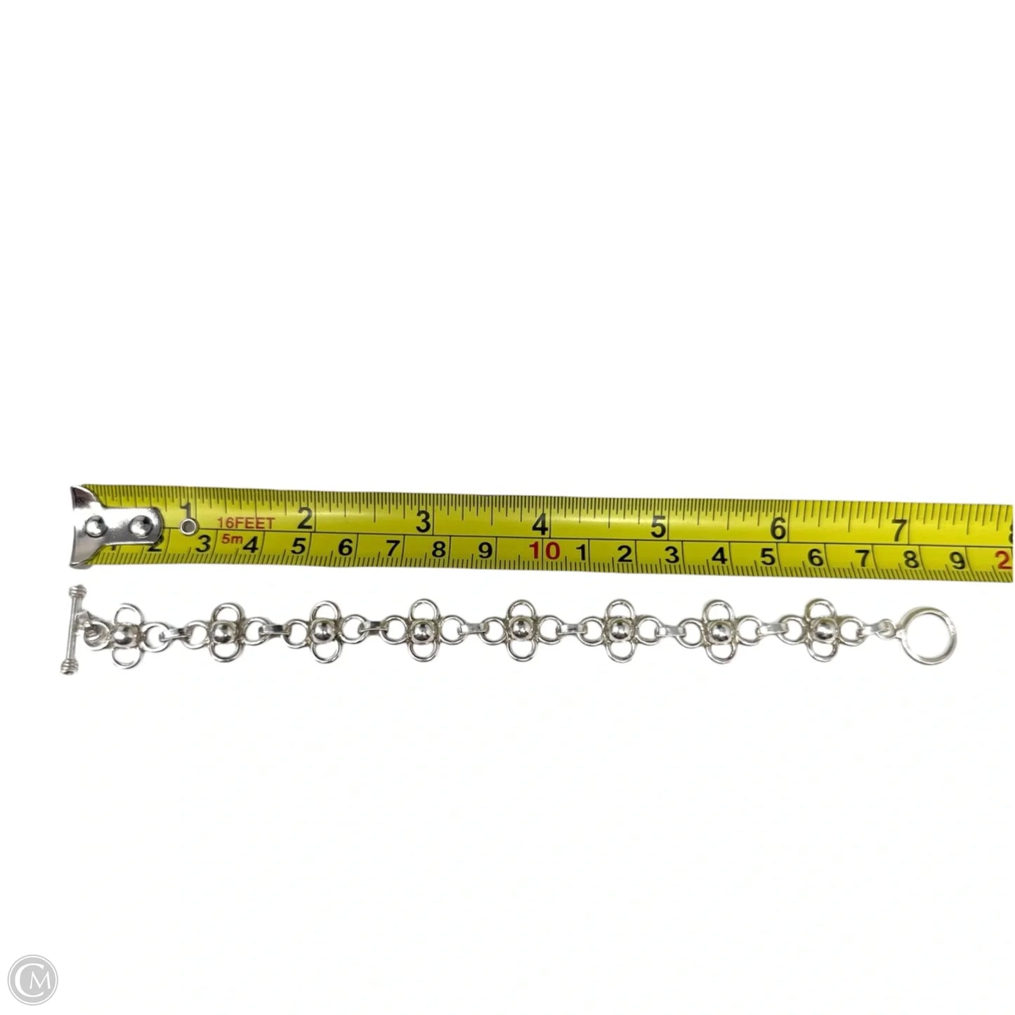 Sterling Silver Clover Chain Link Toggle Clasp Bracelet