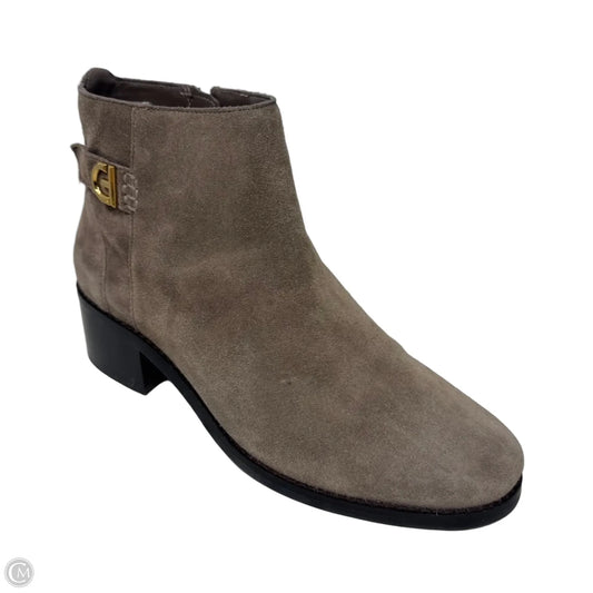Suede Boots Ankle Heels By Cole-haan In Taupe, Size: 8.5