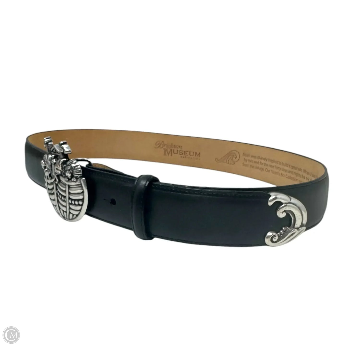 C. 1995 Museum Collection Leather Belt with Noah's Ark Buckle   By Brighton, Size: Large