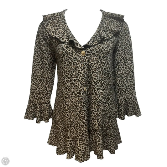 Ruffle Sweater Cardigan By J Mclaughlin In Animal Print, Size: M