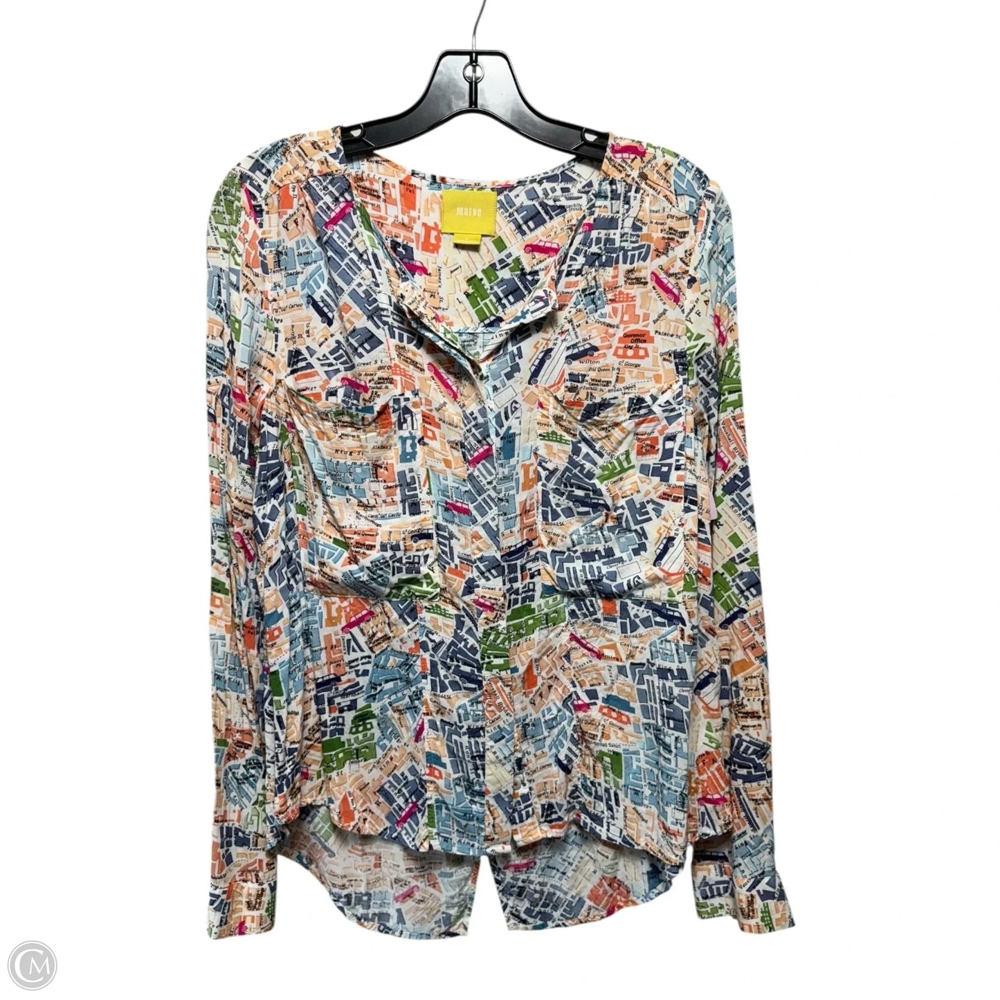 Cartography London Map Print Blouse By Maeve In Multi-colored, Size: 4