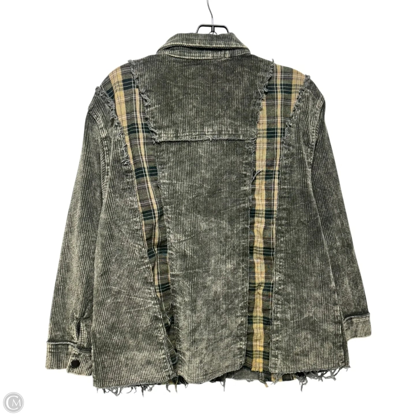 Corduroy Flannel Shirt Jacket By Pol In Green, Size: S