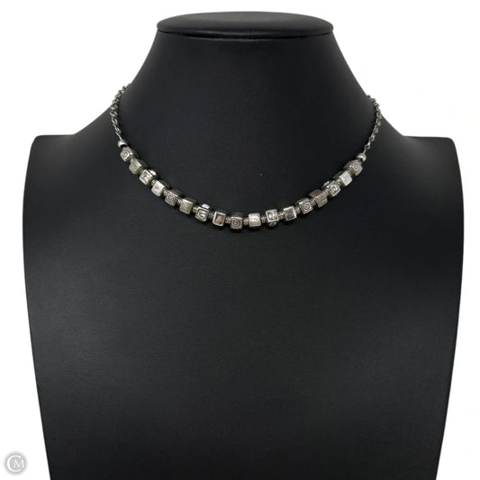 Silver Tone & Crystal Square Bead Charm Necklace By Brighton