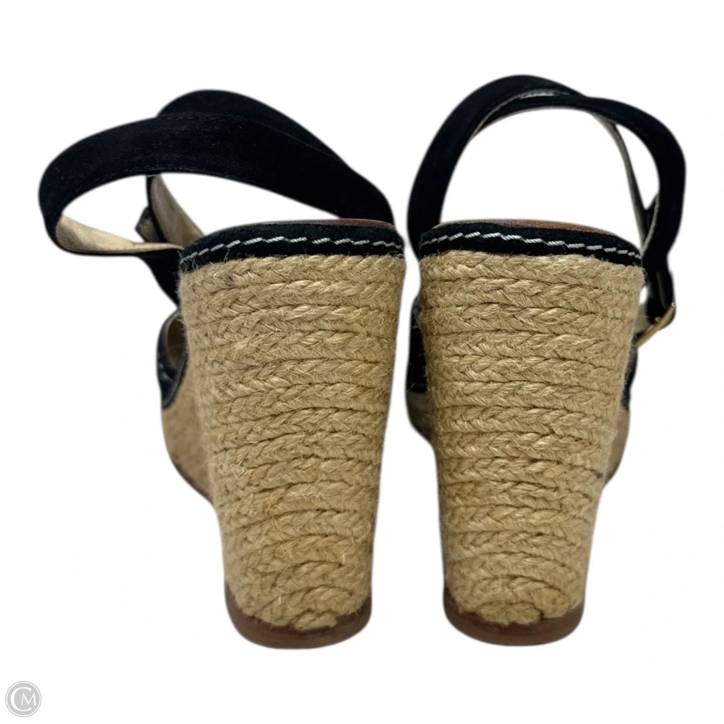 Rosette Espadrille Wedge Shoes Designer By Kate Spade In Black & Cream, Size: 8