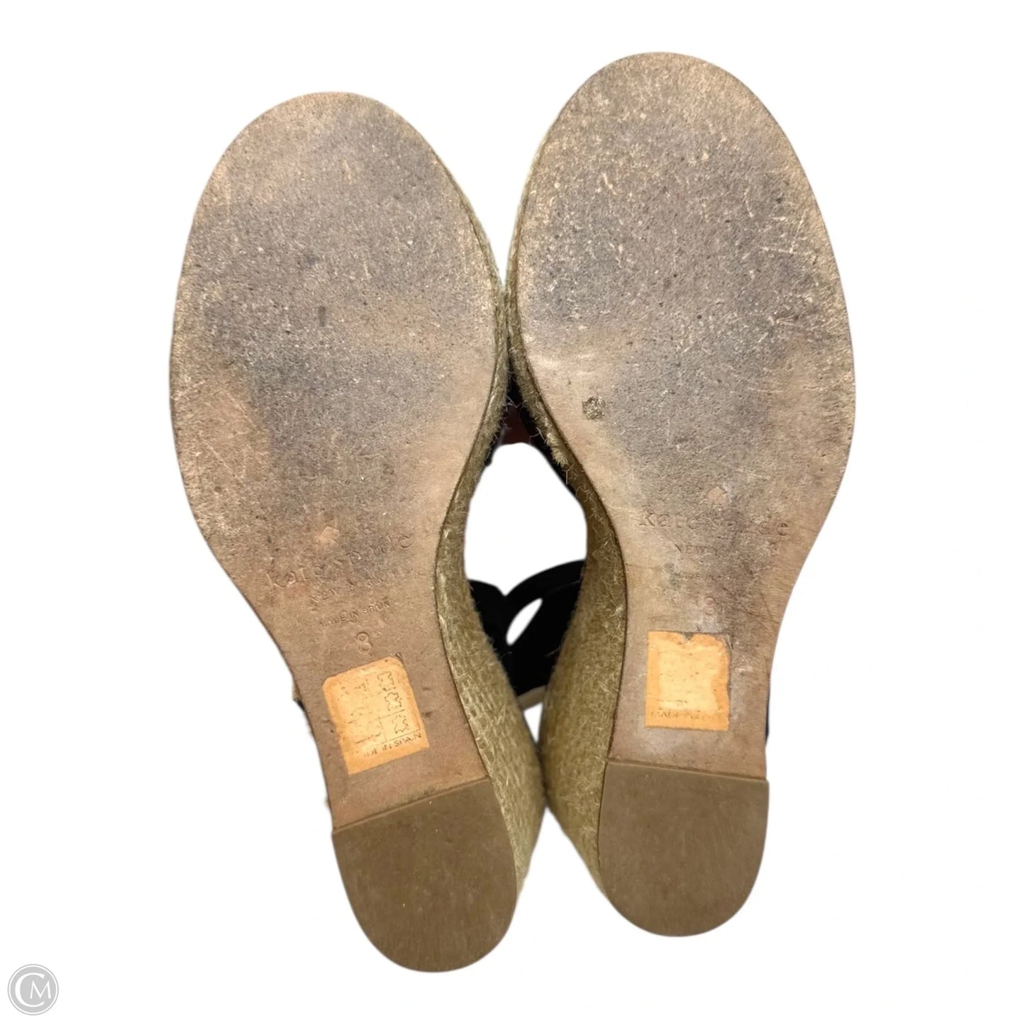 Rosette Espadrille Wedge Shoes Designer By Kate Spade In Black & Cream, Size: 8