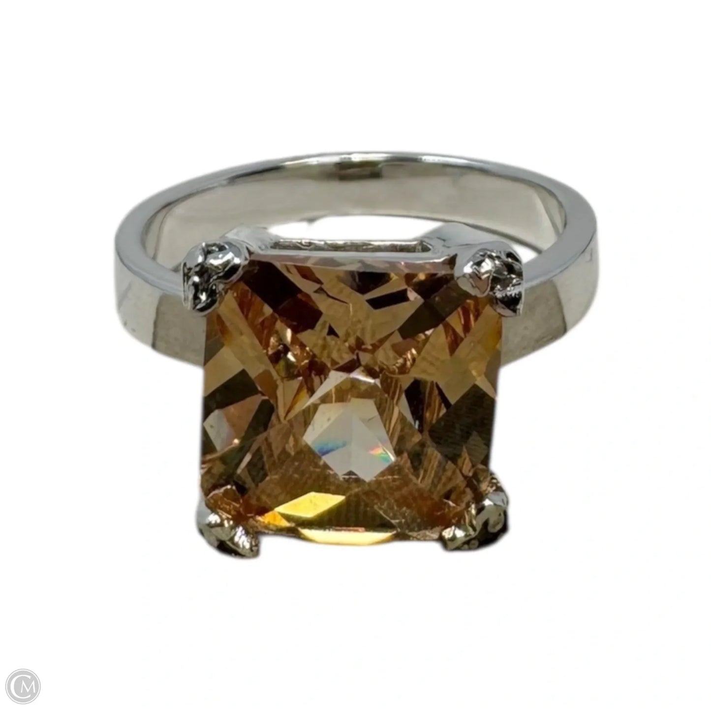 Orange Gem Ring Sterling Silver, Size: 7.5