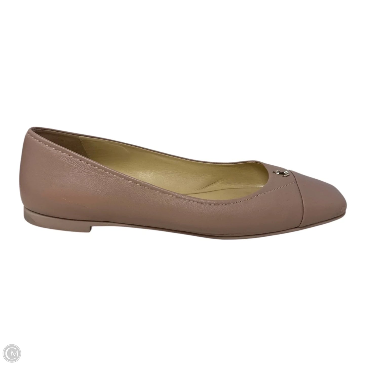 Gisela Napa Leather Ballet Flat Shoes Luxury Designer By Jimmy Choo In Tan, Size: 9