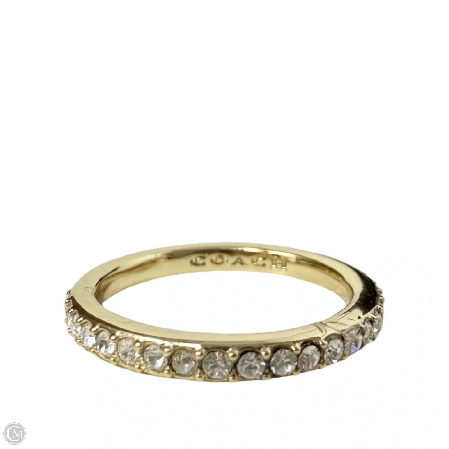 Signature Crystal Band Ring Designer By Coach, Size: 7
