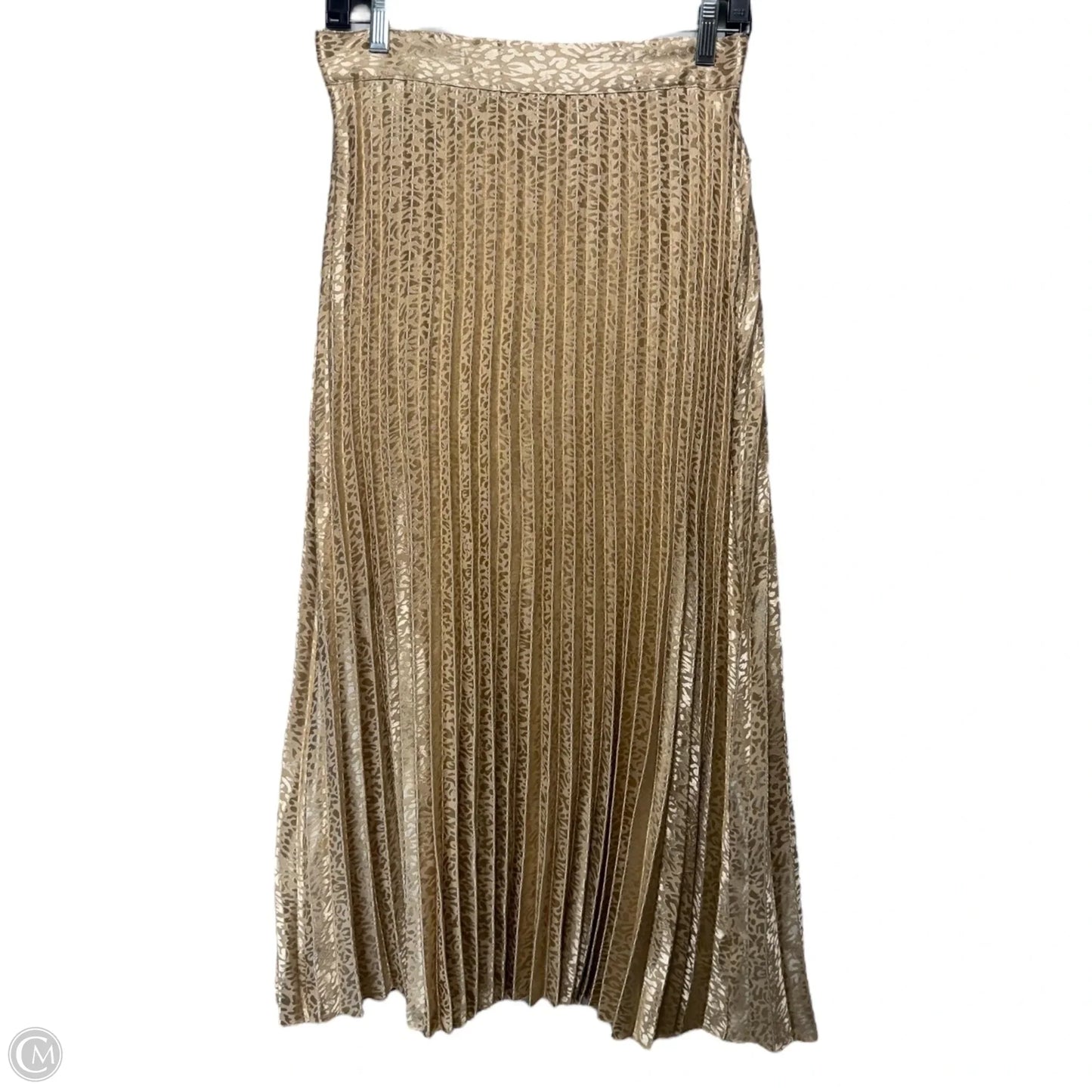 Pleated Metallic Maxi Skirt By Japna In Gold, Size: L