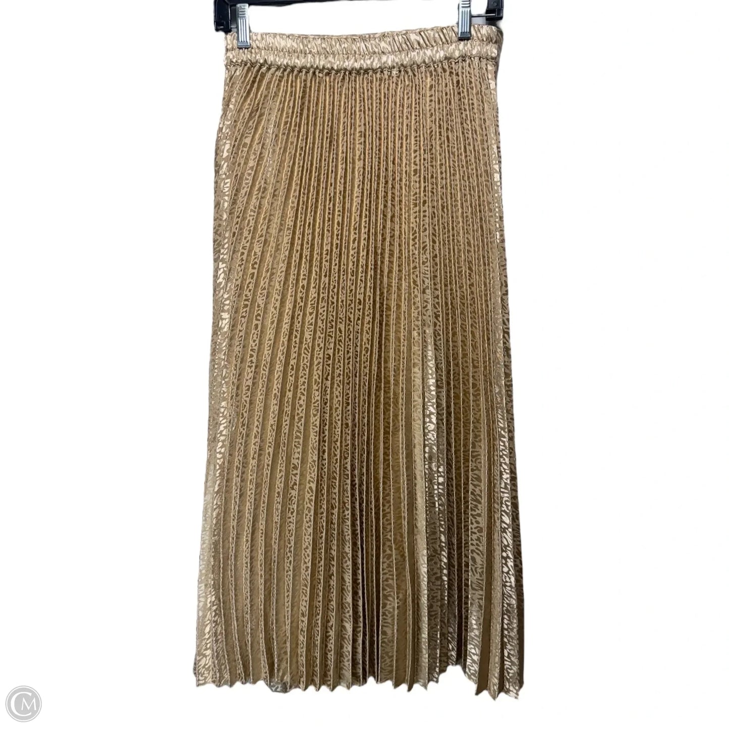 Pleated Metallic Maxi Skirt By Japna In Gold, Size: L