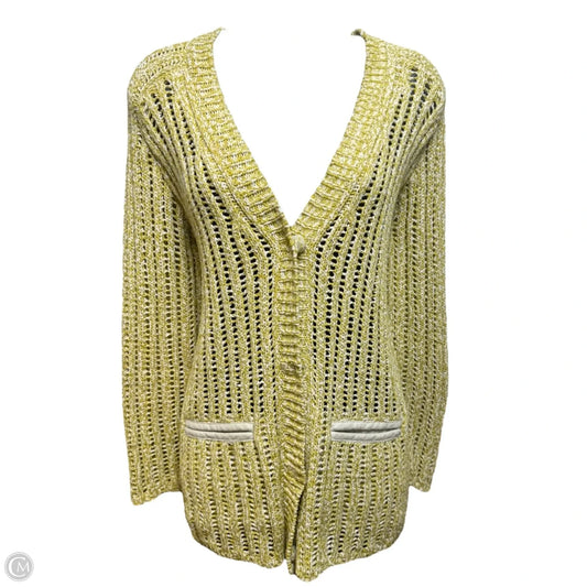 Open Knit Sweater Cardigan Designer By Lafayette 148 In Green, Size: S